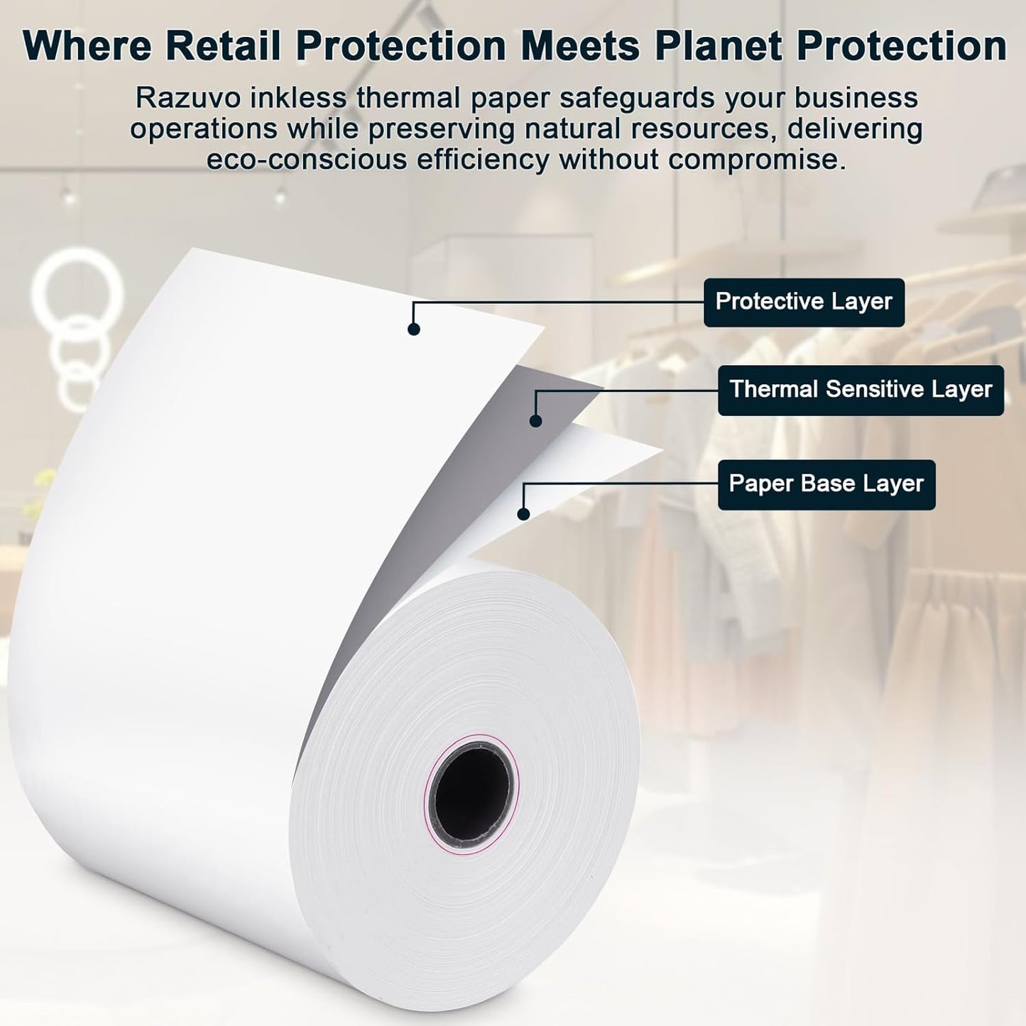 (150 Rolls) Thermal Receipt Paper 2 1/4 x 50 - BPA-Free Credit Card Machine Paper Rolls for POS Systems, Compatible with Square Terminal, Clover Flex and More