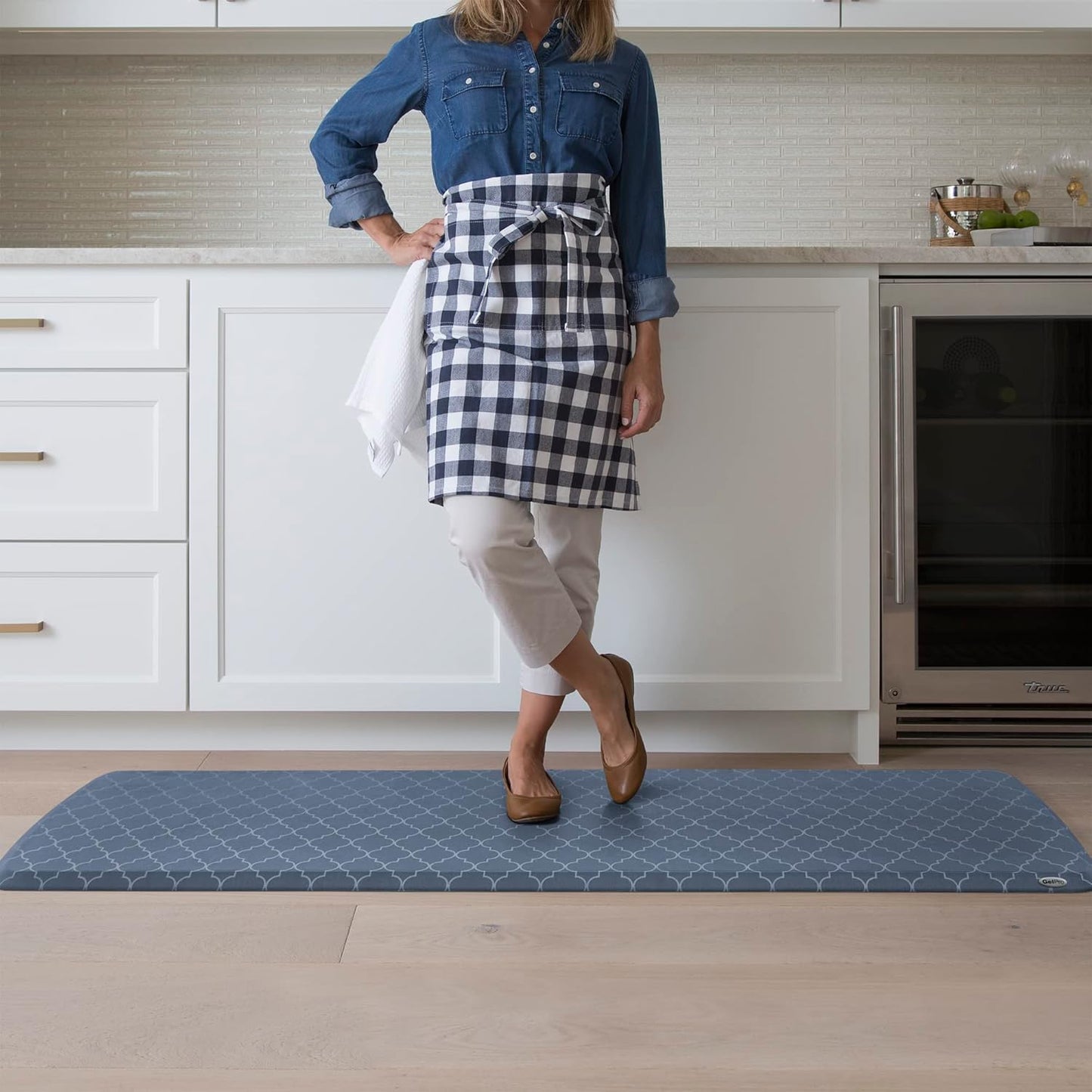 GelPro Elite Premier Anti-Fatigue Kitchen Comfort Floor Mat, 20x72", Lattice Indigo Stain Resistant Surface with therapeutic gel and energy-return foam for health & wellness
