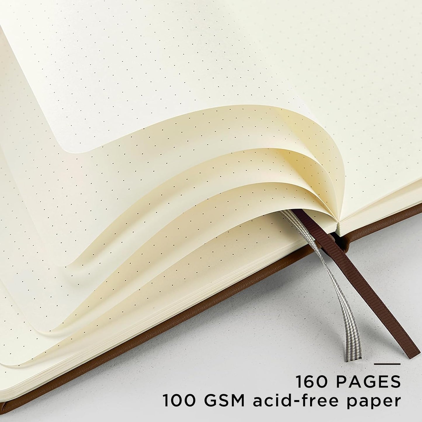 &And Per Se Dotted Journal Notebook, A5 Hardcover Bullet Dotted Journal, 160 Pages 100 gsm Thick Dotted Paper, 3 Sheets of Stickers Included - 5.7'' x 8''(Chocolate)