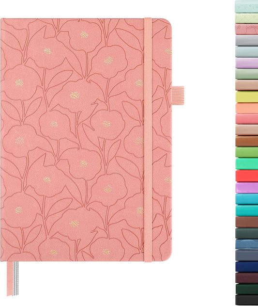 &And Per Se Lined Journal Notebook for Women&Men with Pattern, 160 Pages 100GSM Thick Paper, A5 Hardcover Journals for Writing(1 Pack, Peach Pink)