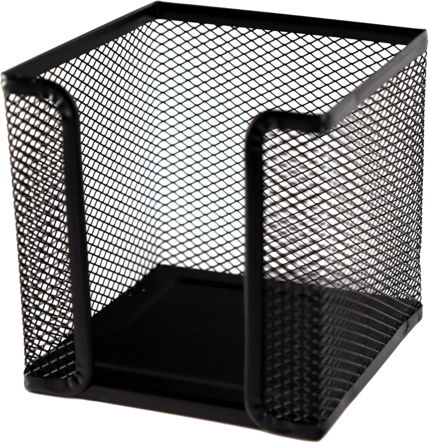 Huron Desktop Desk Sticky Note Pad Memo Note Cube Holder Dispenser for Office Home School, Black Metal Mesh