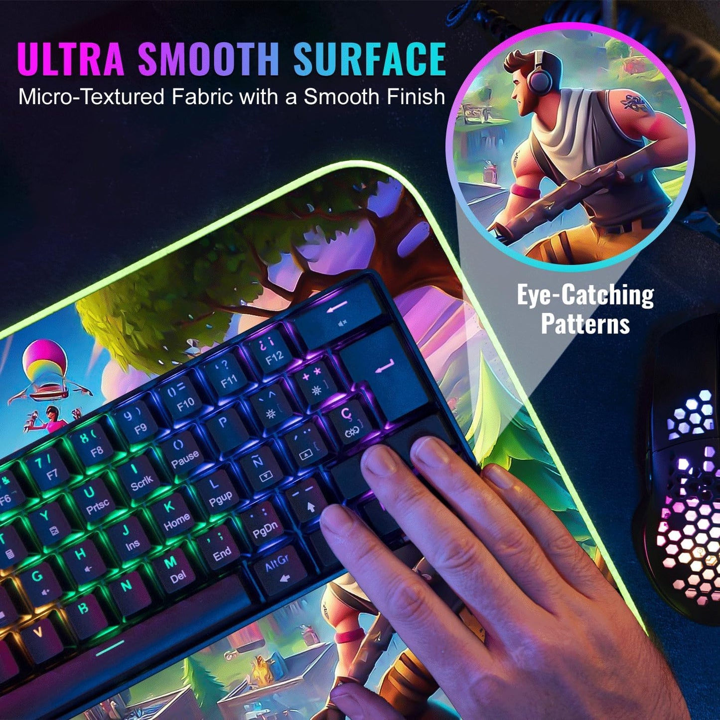 Gaming Mouse Pad - Desk Mat Gaming Mouse Pad, 90x40 Extra Medium Large Extended Big Long Huge XL XXL and XXXL RGB LED Light Mousepad for a Computer, PC Mats Mousepads Battlefield Blitz