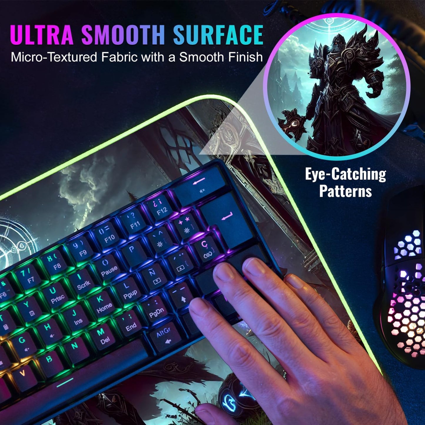 Gaming Mouse Pad - Desk Mat Gaming Mouse Pad , Medium Extra Large Extended Big Long Huge XL XXL and XXXL RGB LED Light Mousepad For a Computer , PC Mats Mousepads Frozen Warlord