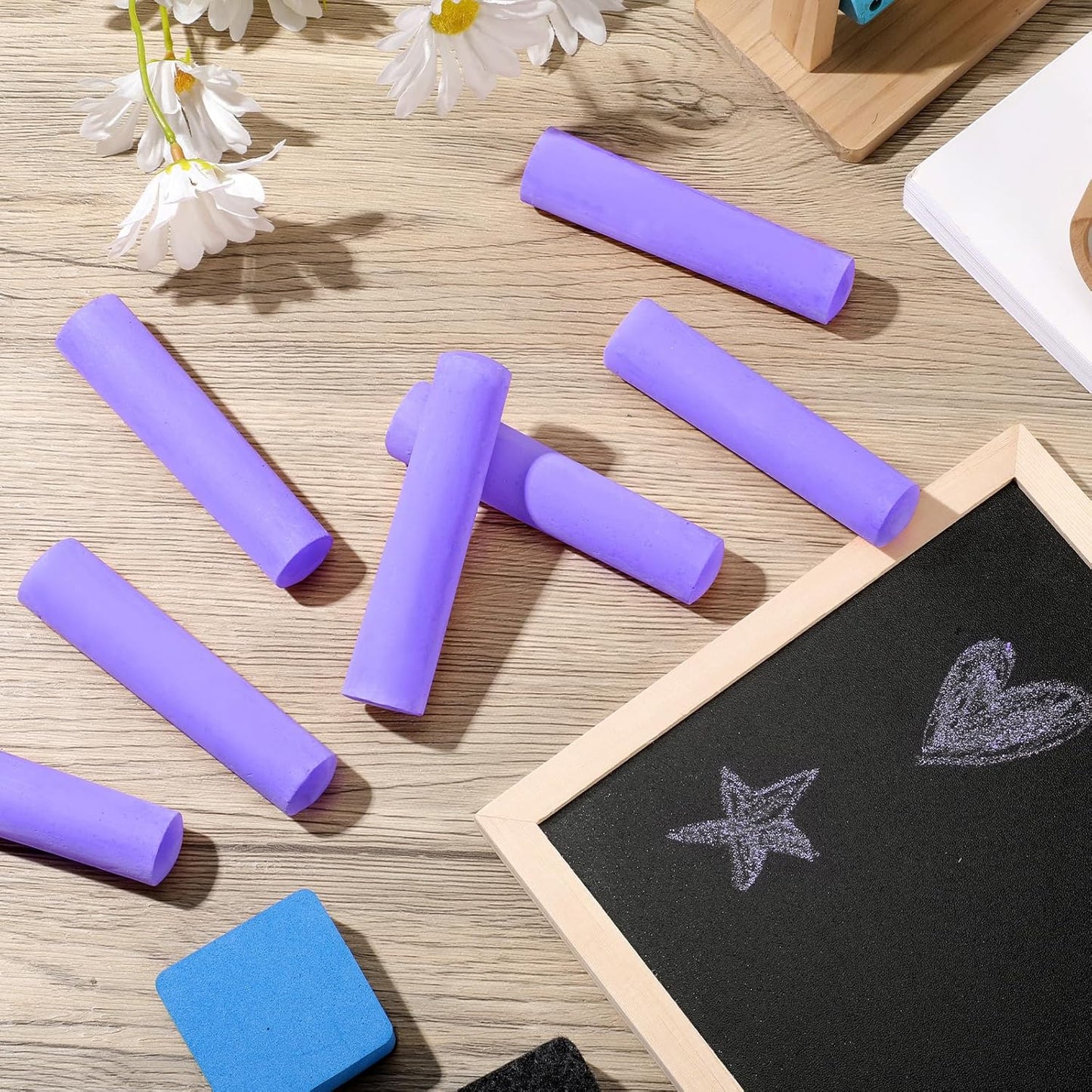 Fulmoon 40 Pcs Jumbo Sidewalk Chalk for Kids Outdoor Art Non Toxic Large Washable Street Chalk for Adults Drawing Painting Classroom(Purple,Round Style)