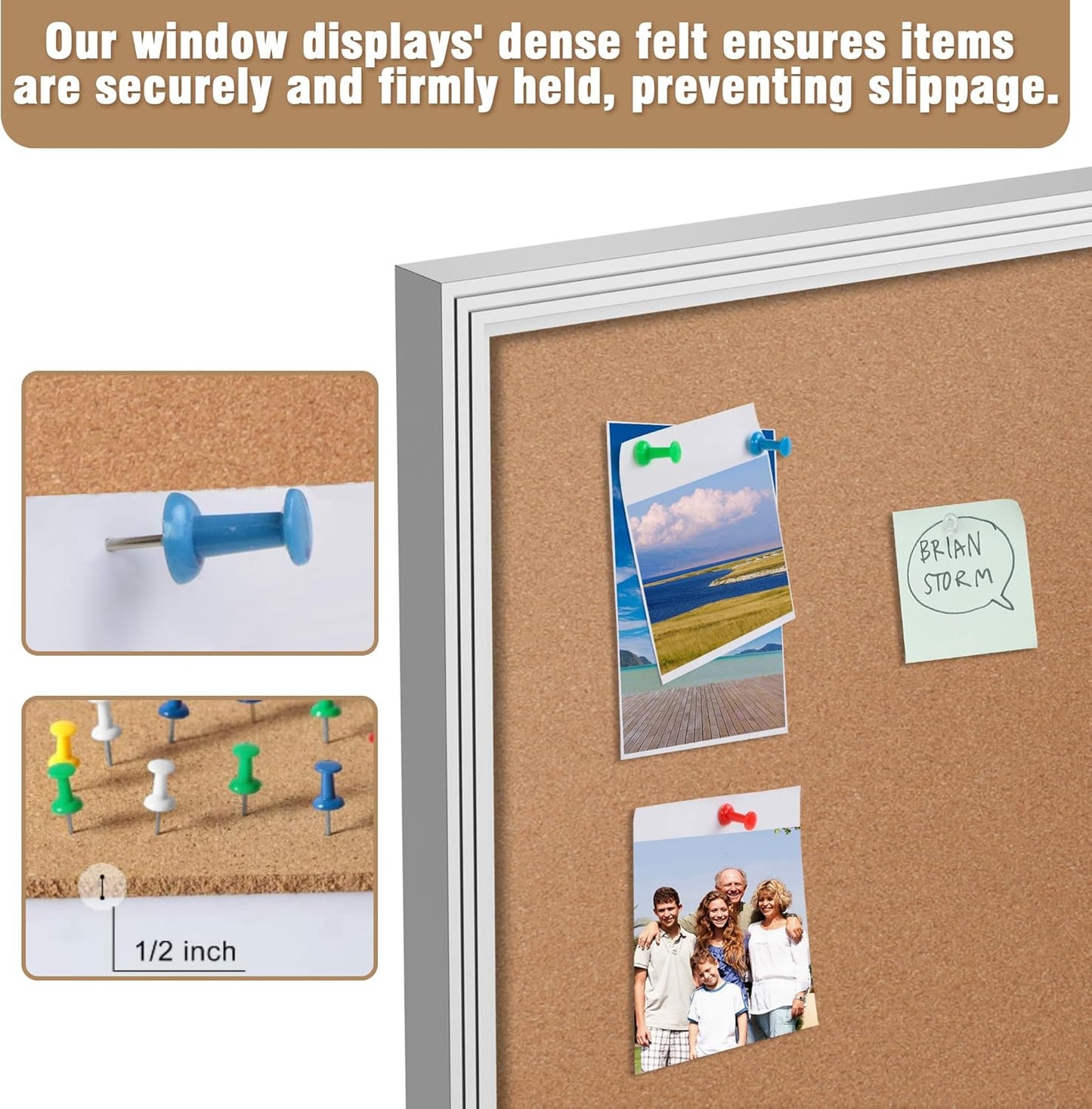 26"x20" Enclosed Bulletin Board, Outdoor Lockable Weather-Resistant Aluminum Cork Noticeboard for School & Office, Silver Frame w/Cork