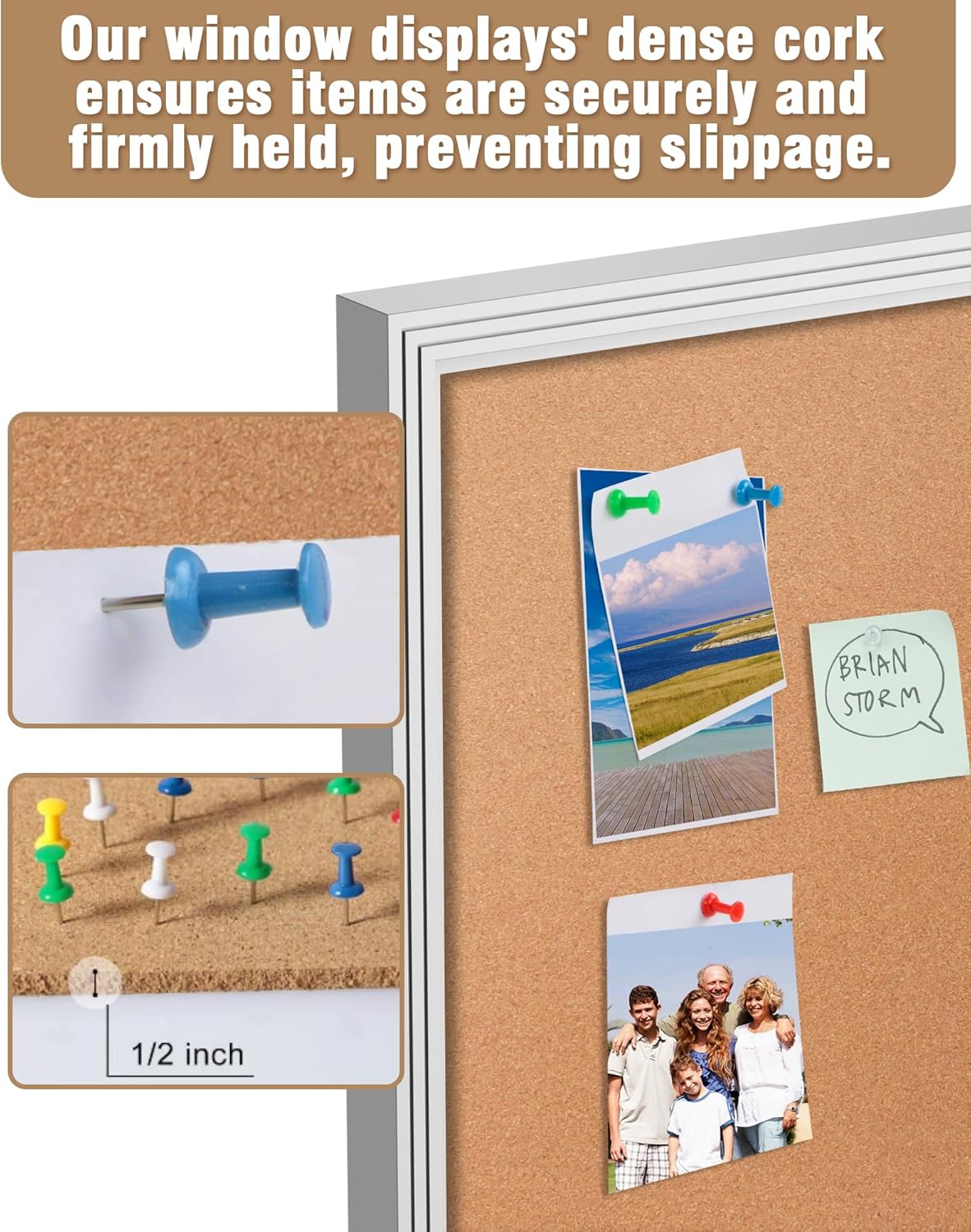 36"x24" Enclosed Bulletin Board, Outdoor Lockable Weather-Resistant Aluminum Cork Noticeboard for School & Office, Silver Frame w/Cork