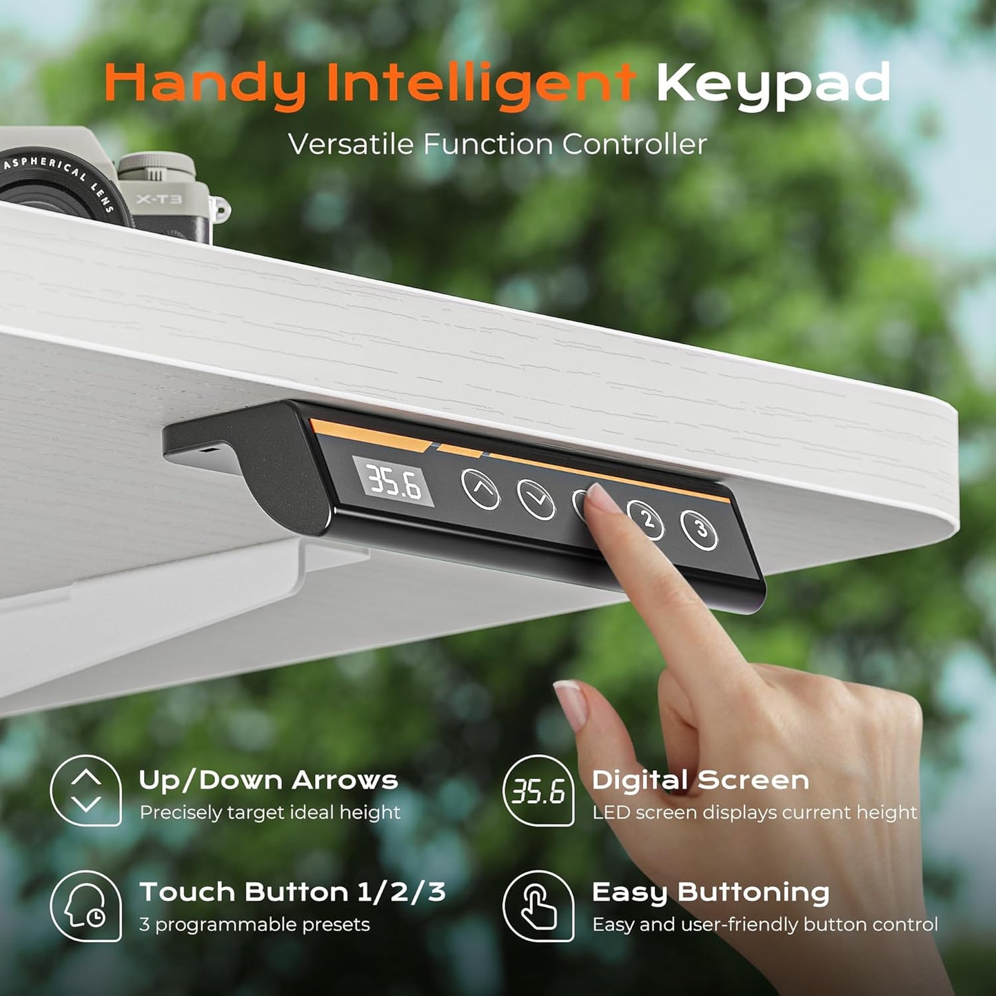 Huuger 55 x 28 Large Electric Standing Desk, Height Adjustable Copmuter Desk, 27.6" Deep Desktop, Stand up Gaming Office Table with 2 Hooks, 3 Preset Heights, for Home Office, White