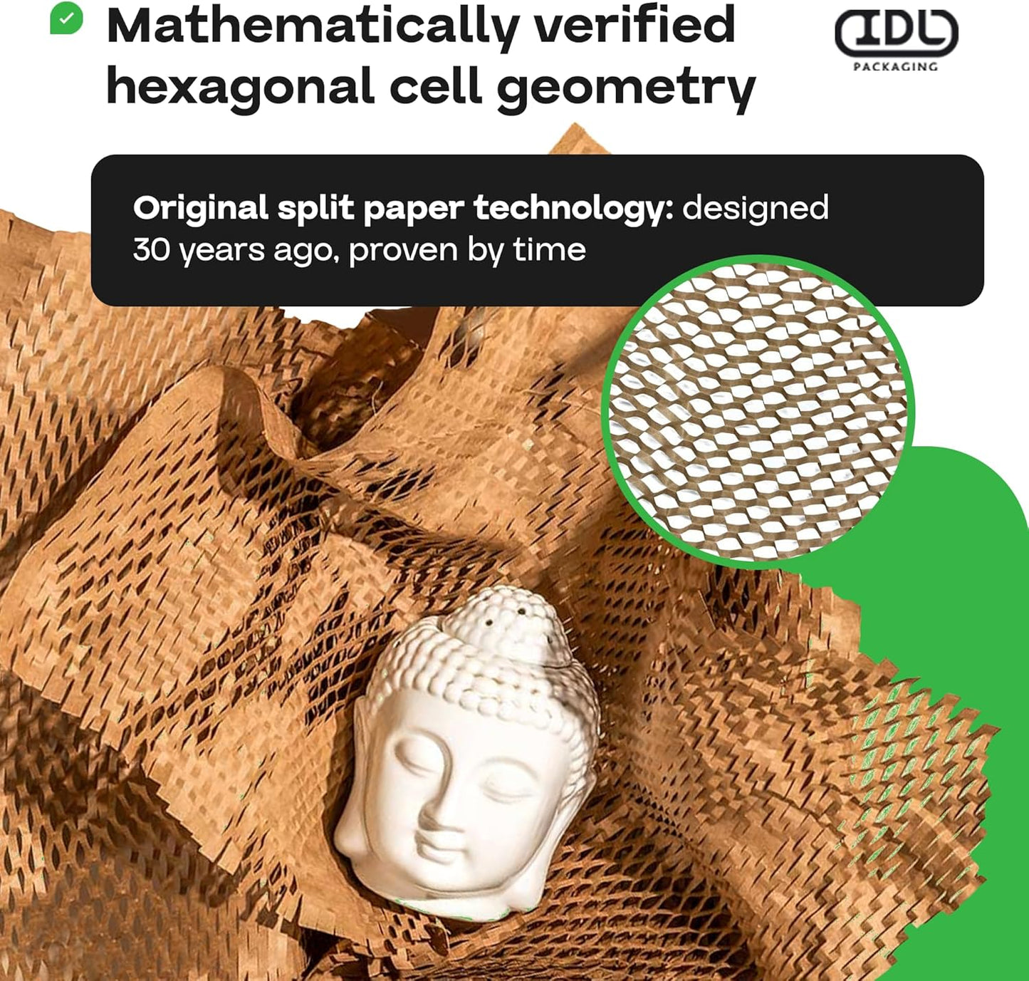 IDL Packaging HexaFil Honeycomb Packing Kraft Paper 15" x 840' in Self-Dispensed Box (Pallet of 60) - Patented Cushioning Box Filler for Void Filling, Moving, Shipping - Alternative to Bubble Plastic