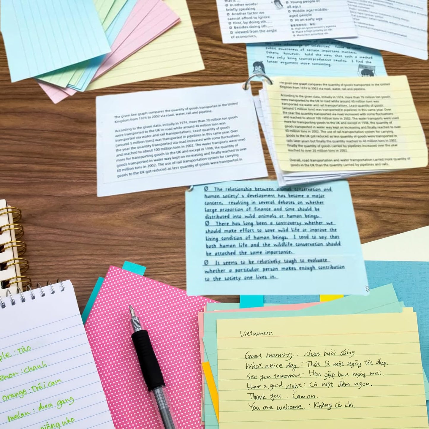 1000 Pcs Index Cards 2.91 x 2.01 Inch Color Flash Cards with Rings, Heavy Note Cards, Punched Ruled Index Cards for Studying, Office and Home, 10 Colors