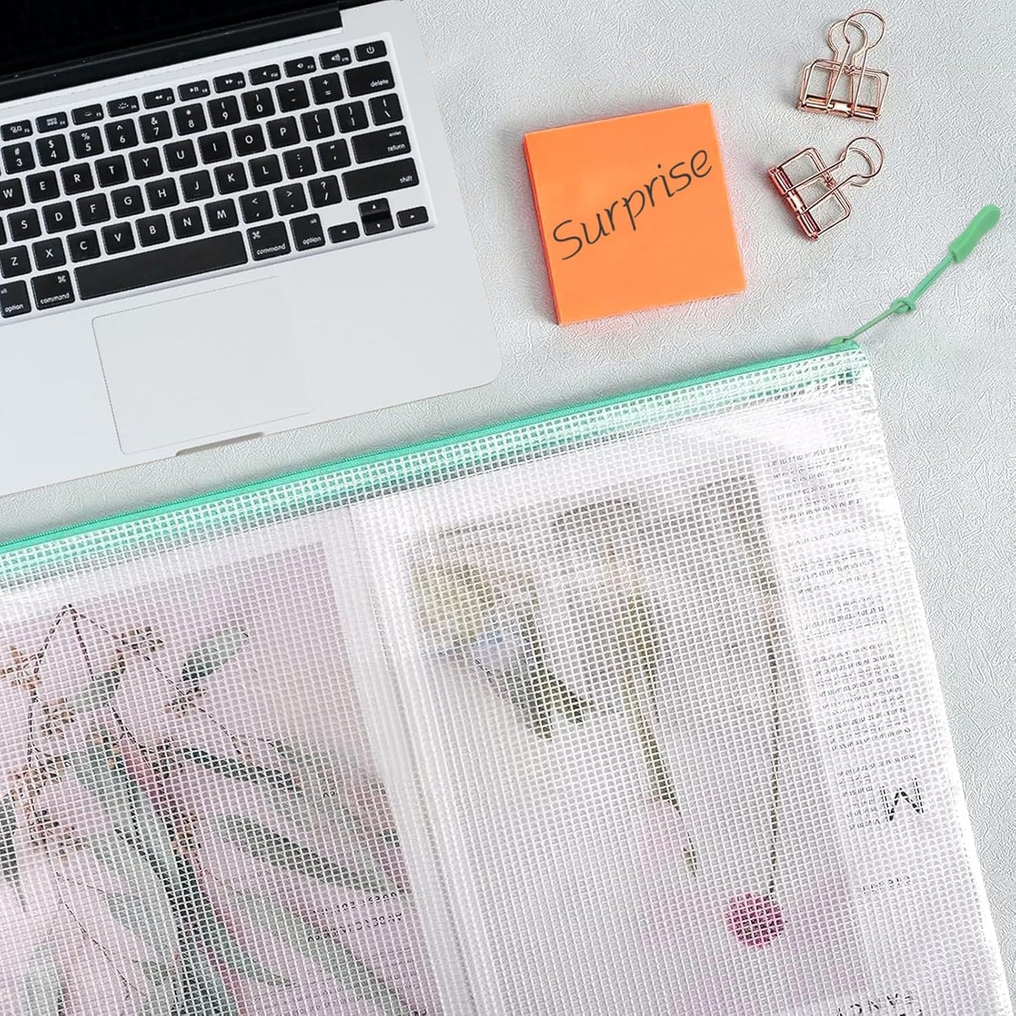 20pcs A3 17x12 Inches Extra Large Zipper Bags, Reusable Mesh Pouches for Office Supplies, Classroom Organization