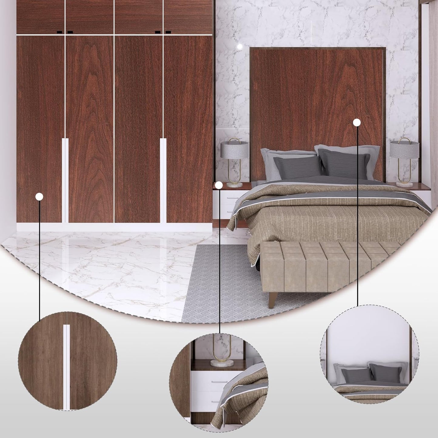 GSCIT Club Cherry Wallpaper, 24 inch X 25ft Self Adhesive Wood Grain Repair Tape Patch for Tables, Chairs, Baseboards, Doors, Windows, Floors, Handicraft DIY.