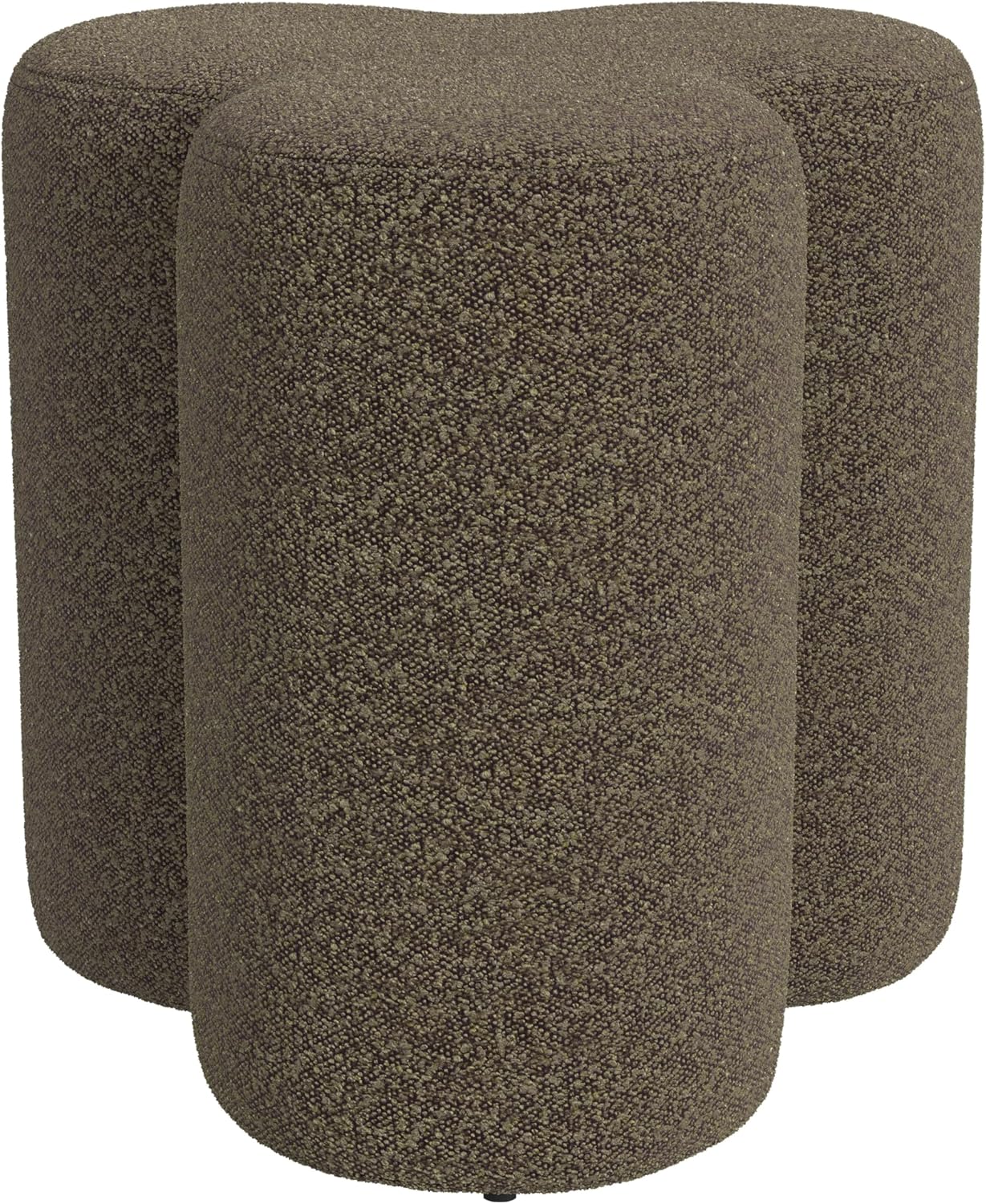 HomePop Upholstered Clover Shaped Ottoman Home Décor|Foot Rest Ottoman - Dark Brown Boucle