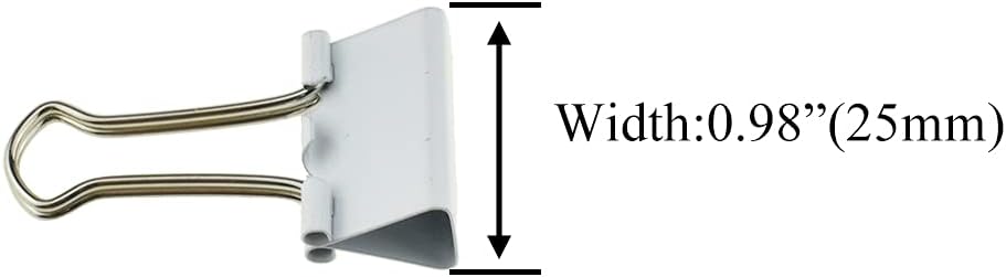 HAHIYO Binder Clips Paper Clamps Spring Steel Sturdy 0.98 inches Width 0.31 Inch Capacity No Sharp Edges Heavy Duty Tight Grip Reusable White Metal Bright Finish for Home Office School 25 Pack