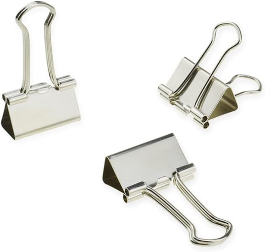 HAHIYO Binder Clips Paper Clamps Spring Steel Sturdy Small 0.75 inches Width 0.2 Inch Capacity No Sharp Edges Heavy Duty Tight Grip Reusable Silver Metal Bright Finish for Home Office School 30 Pack