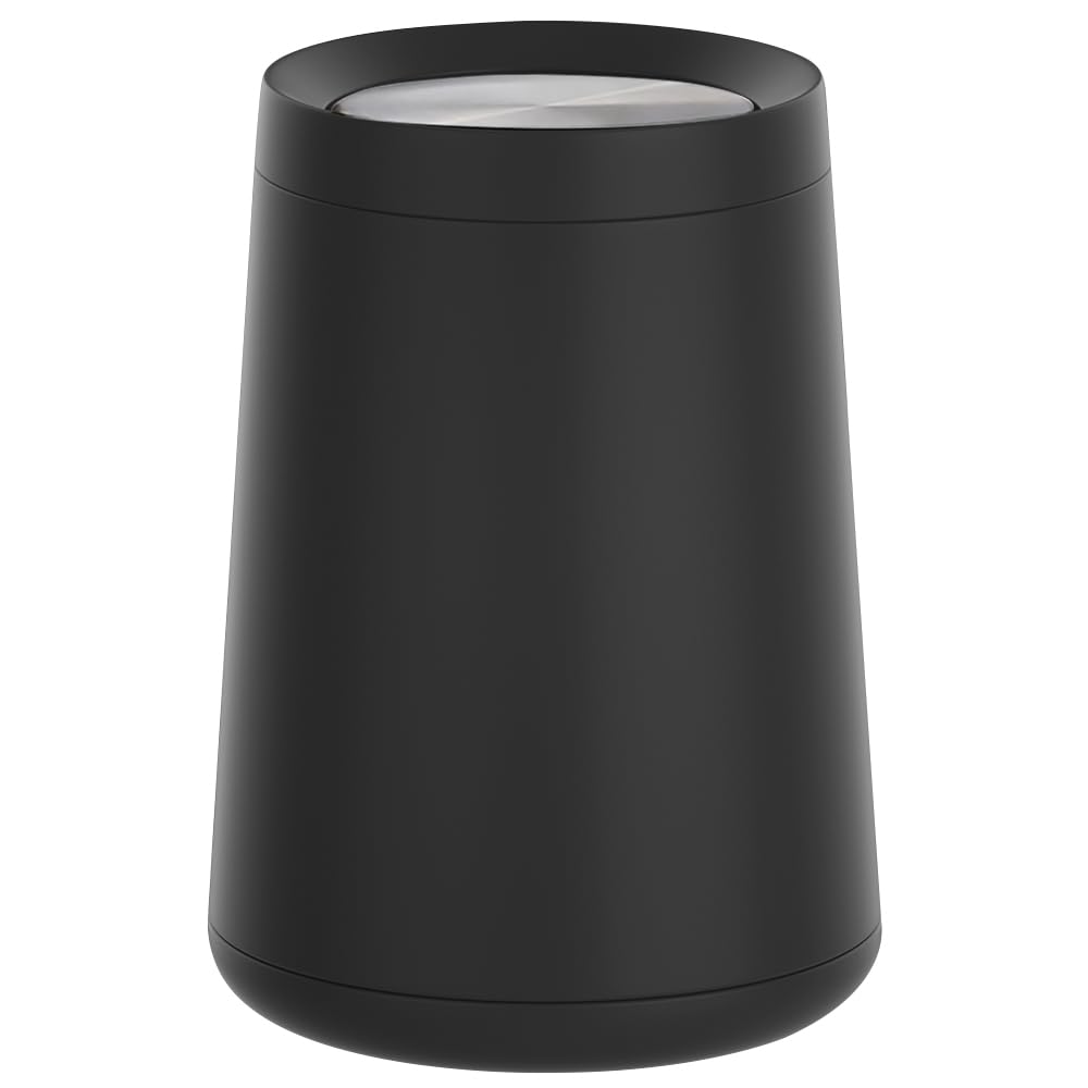 10 L/2.6 Gallon,Matte Black Bathroom Trash Can,Metal Garbage Can with Flipping Lid,for Bathroom, Living Room,Bedroom,Hotel,Office, Laundry Room (Black)