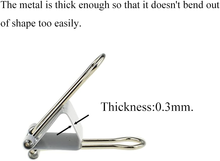 HAHIYO Binder Clips Paper Clamps Spring Steel Sturdy Medium 1.26 inches Width 0.39 Inch Capacity No Sharp Edges Heavy Duty Tight Grip Reusable White Metal Bright Finish for Home Office School 13 Pack