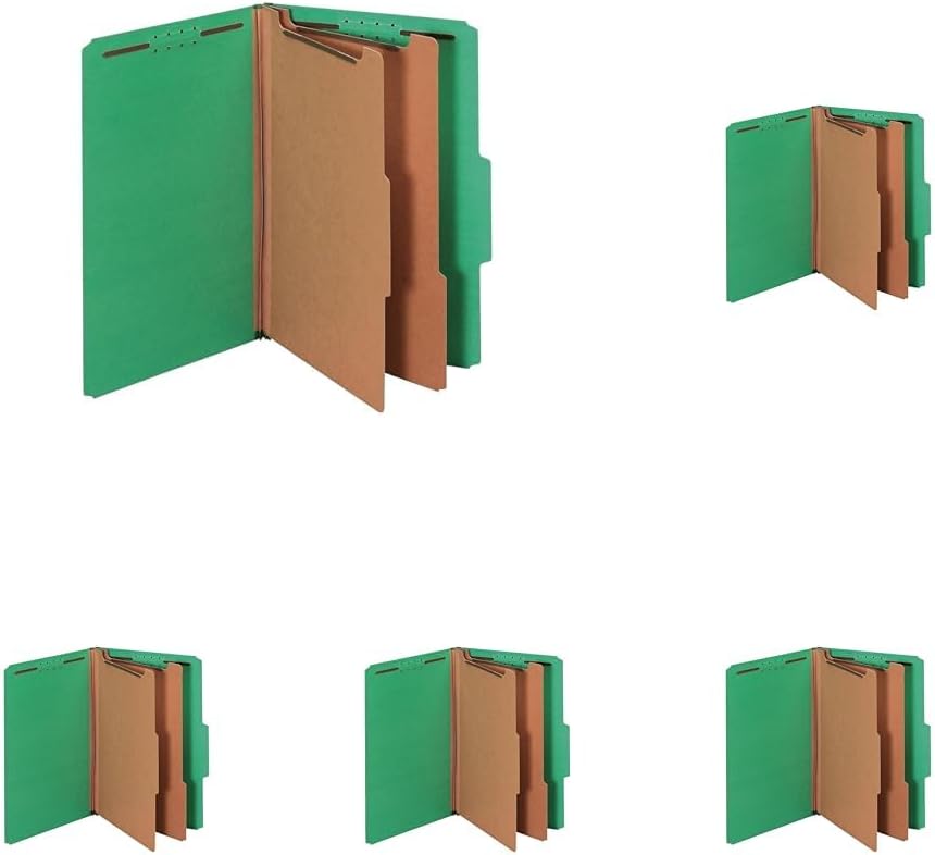 Pendaflex Classification Folders, Standard, 2 Dividers, Embedded Fasteners, 2/5 Cut Tab, Dark Green, Legal, 10/BX (29033) (Pack of 5)