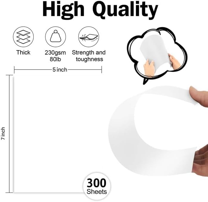 300 Pack White Blank Cardstock 5x7 Thick Paper，Goefun 80lb Flat Cards Stock Printer Paper for Invitations, Postcards, Photos, DIY Card Making