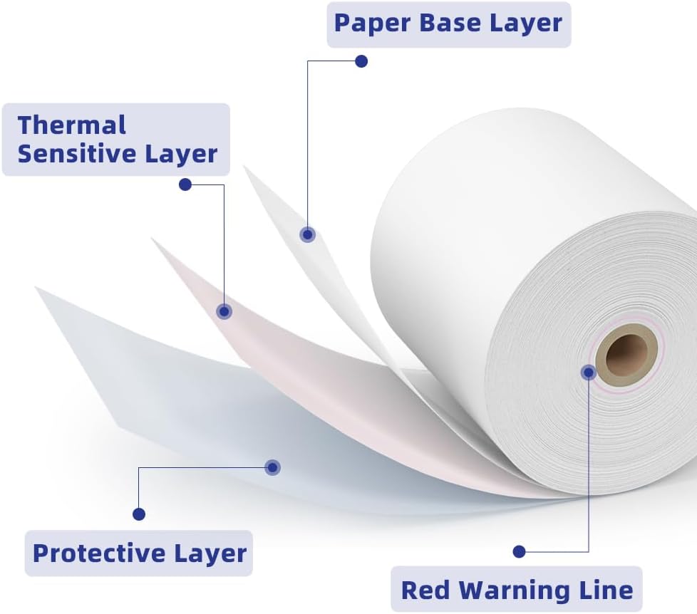 30 Rolls 3 1/8 x 230 Thermal Paper Receipt Rolls 55 GSM Premium Quality Thick paper For POS Cash Register BPA Free-Methdic