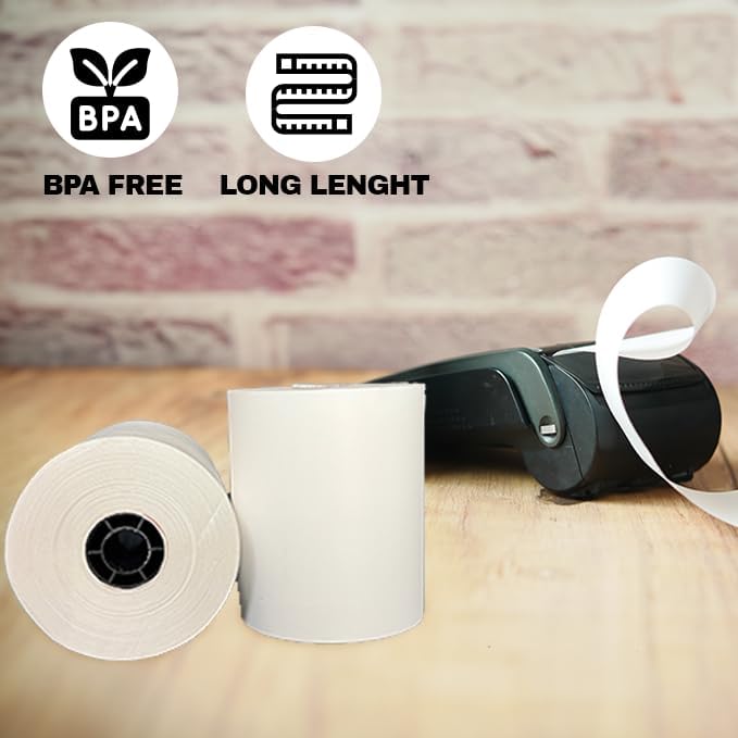 3 1/8" x 230' Premium BPA-Free Thermal Receipt Paper Rolls - Long-Length, Sharp Print Quality, Compatible with POS Systems and Cash Registers (10, 3 1/8” x 230')