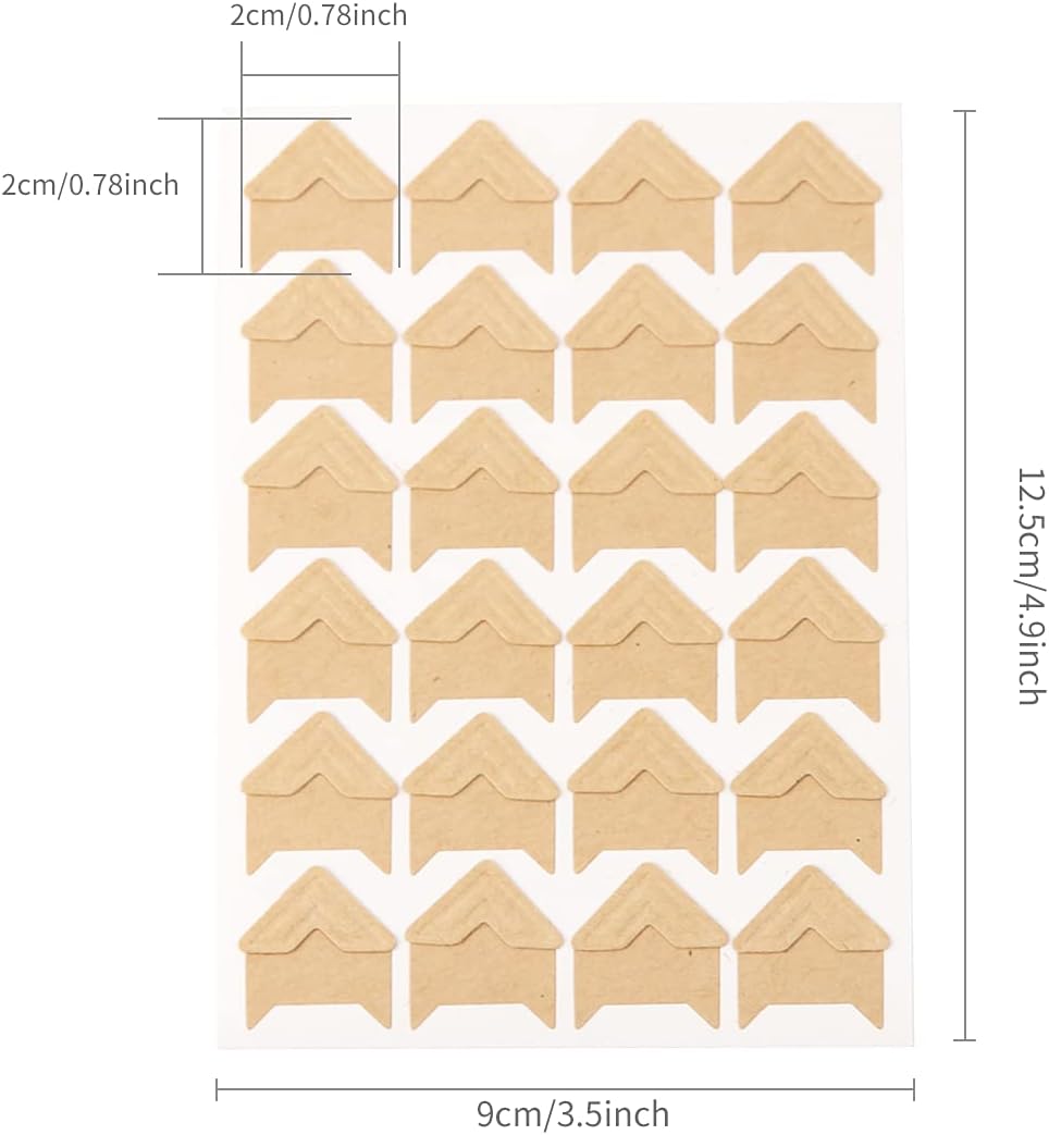 GOONAVI 15 Sheets 360 Pcs Cowhide Acid-Free Photo Corners Mounting Self Adhesive for DIY Photo Album Journal