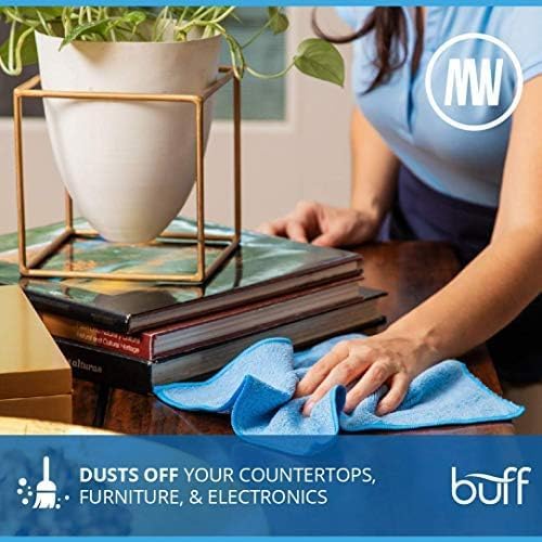 12" x 12" MW Pro Multi-Surface Microfiber Cleaning Cloths | Blue - 12 Pack | Premium Microfiber Towels for Cleaning Glass, Kitchens, Bathrooms, Automotive, Supplies & Products