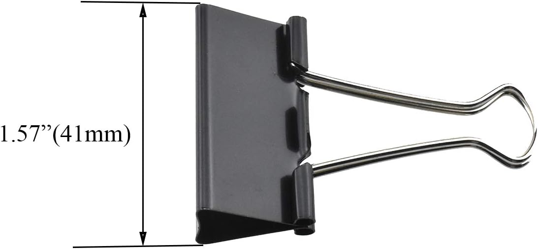 HAHIYO Binder Clips Paper Clamps Spring Steel Sturdy Medium 1.57 inches Width 0.55 Inch Capacity No Sharp Edges Heavy Duty Tight Grip Reusable Black Metal Bright Finish for Home Office School 30 Pack