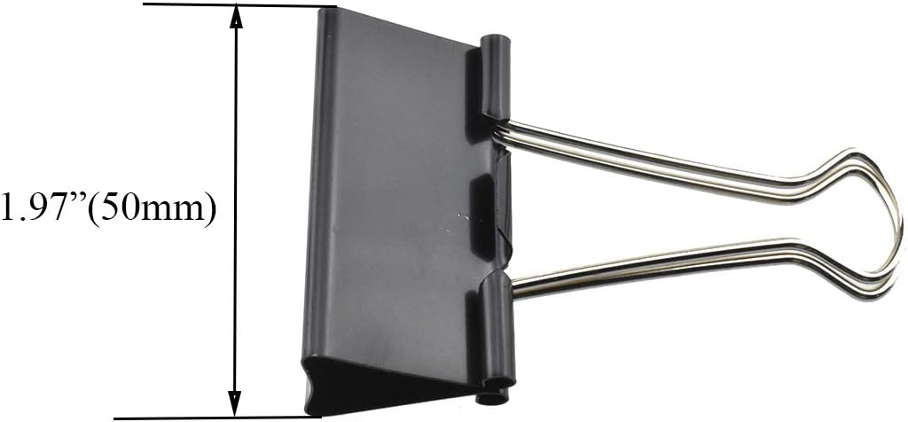 HAHIYO Binder Clips Paper Clamps Spring Steel Sturdy Large 1.97 inches Width 0.74 Inch Capacity No Sharp Edges Heavy Duty Tight Grip Reusable Black Metal Bright Finish for Home Office School 17 Pack