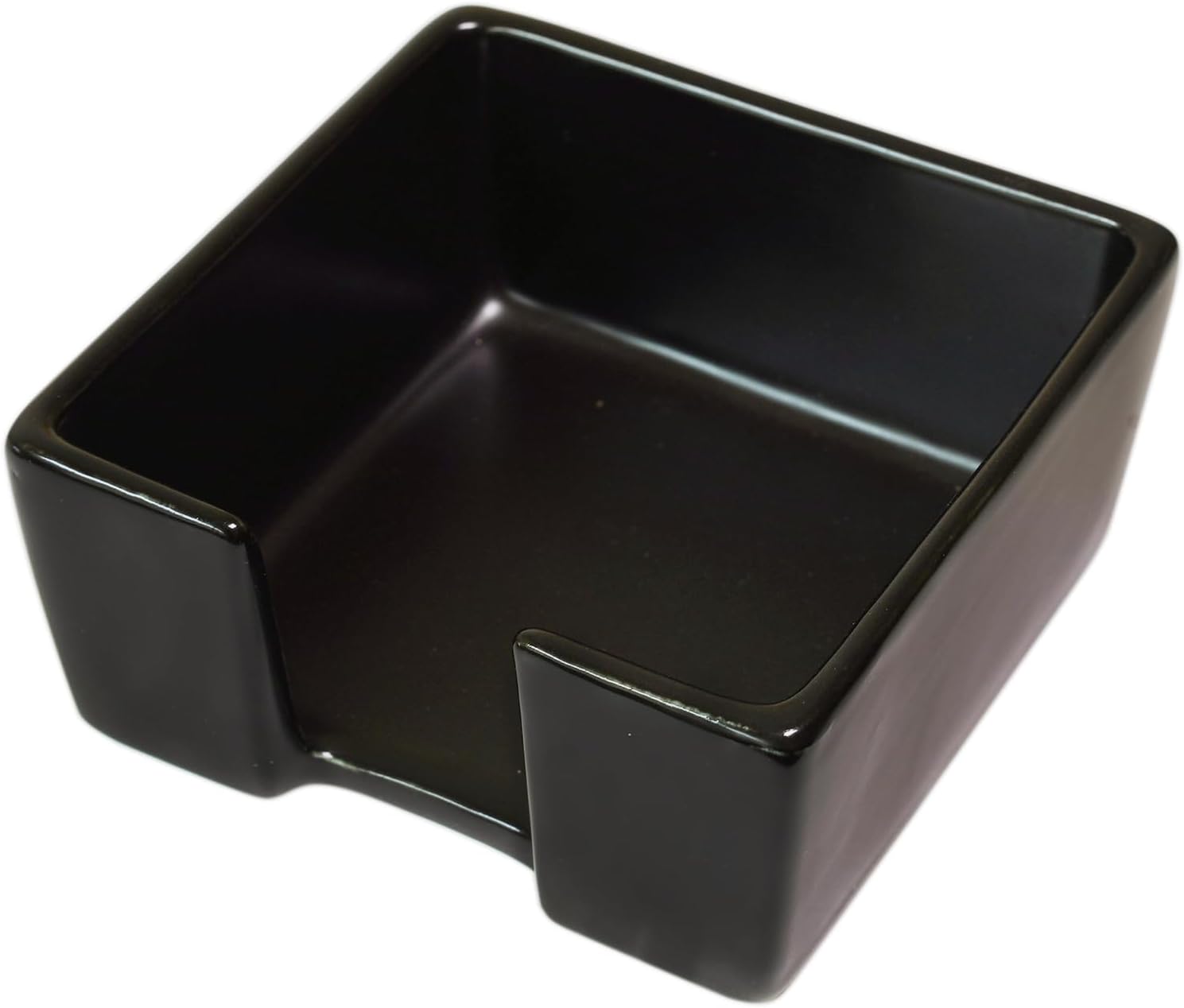 Ceramic Sticky Note Holder, 3 x 3" Sticky Note Dispenser, Notepad Holder for Desk, Office Essentials Organizer (Black)