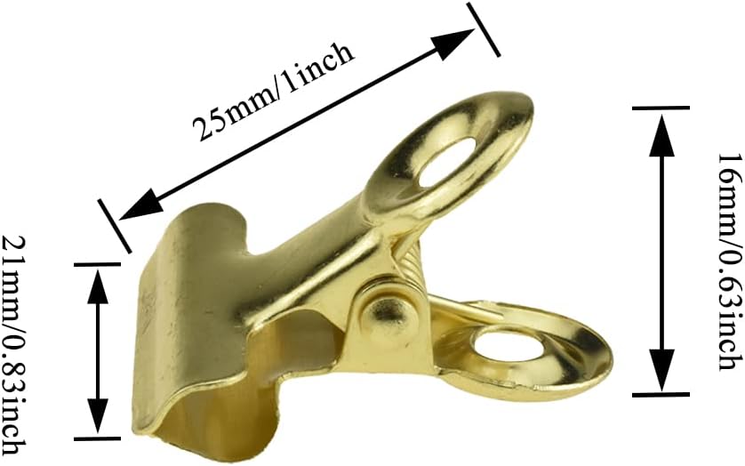 HAHIYO 0.87inch Light Gold Bulldog Clips Metal File Hinge Binder Clips Clamps Save Space Strong Spring Jaws Rock Solid Grip Book Lay Flat Deburred Edge for Hang Photos Wall Grid Dog Food 30PCS