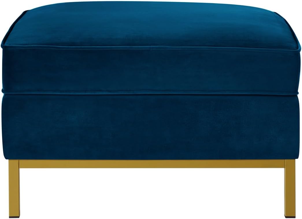 24KF Large Square Couch Ottoman, Velvet Ottoman with Padded Cushion, Large Foot Rest for Living Room - Navy