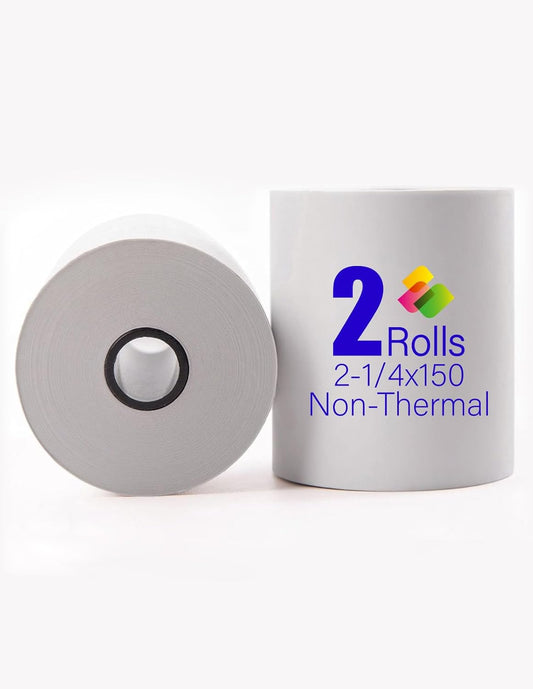 (2 Rolls) 2 1/4 in x 150 ft Adding Machine Tape Paper Rolls, for HR-10RC, HR-170RC, HR-200RC, EL-1197PIII, EL-1801V, P23-DHV-3, CP-90A, MP11DX-2, 1280-2, 80 GSM,3000Labels Direct