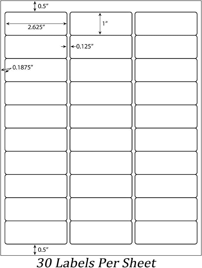 1" x2-5/8 Shipping Address Labels, Blank Mailing Labels, 30-UP White Self-Adhesive Name Tag Stickers for Inkjet and Laser Printer [100 Sheet 3000 Labels]