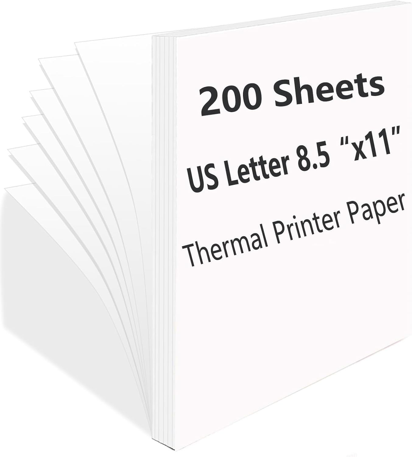 200 Sheets, Thermal Printer Paper 8.5 x 11 Inches, Single US Letter Size, Suitable with Most Thermal Portable Printer, Such M08F/A40, Quick-Drying, Waterproof(Single, Keep 3 Years)