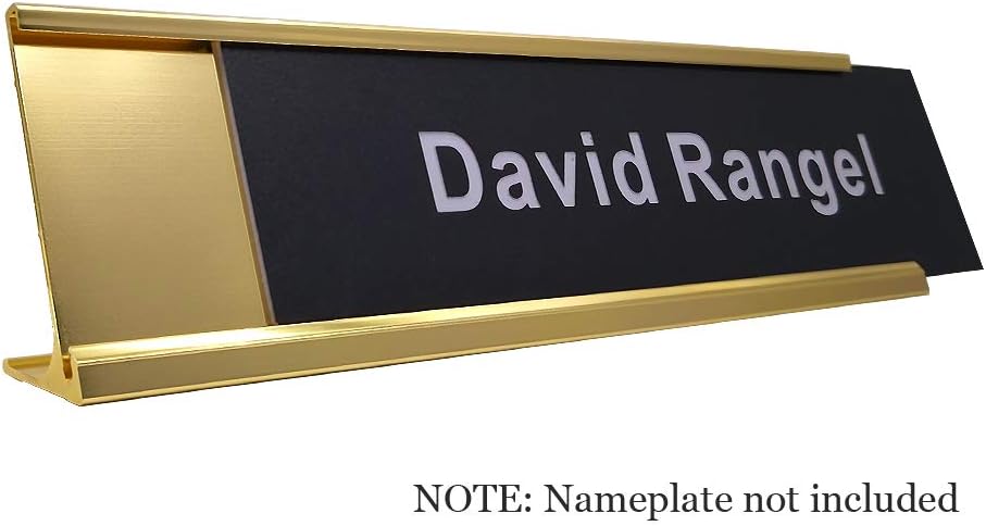 2" x 8" Aluminum Desk Name Plate Holder, Office Business Desk Sign Holder Desktop-5 Pack (Yellow Gold)