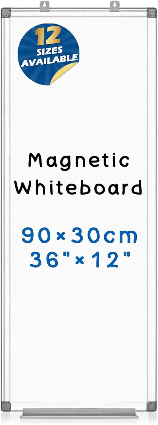 36" x 12" Magnetic White Board, Long Whiteboard Wall Hanging Vertical Board, to-do List Narrow Mini Small Portable Dry Erase Board for Walls