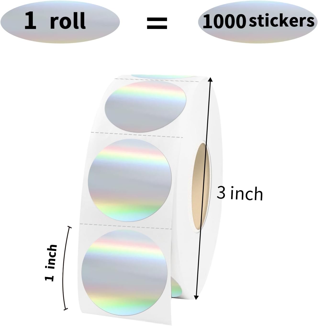 1" Holographic Thermal Label Stickers Blue,Printable Rainbow Glitter Thermal Printer Sticker Labels for Gift Wrapping, Self-Adhesive Name Price Tag DIY Custom Logo Design (1000 pcs)