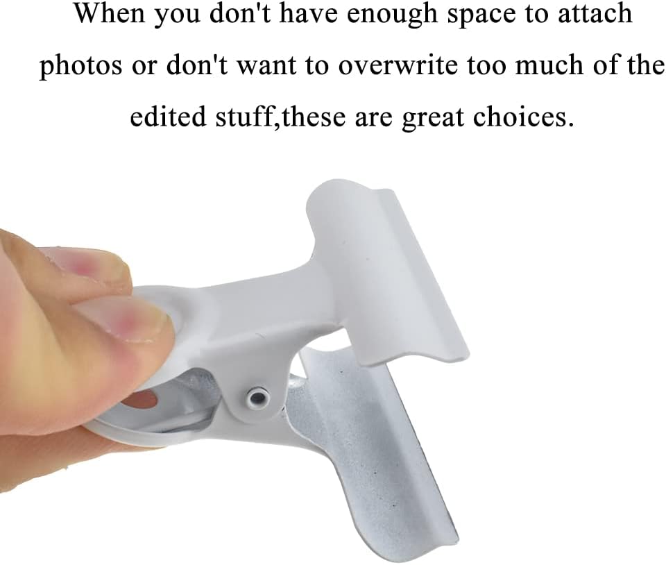 HAHIYO 2inch White Bulldog Clips Metal File Hinge Binder Clips Clamps Save Space Strong Spring Jaws Rock Solid Grip Book Lay Flat Deburred Edge for Hang Photos Wall Grid Dog Food 13PCS