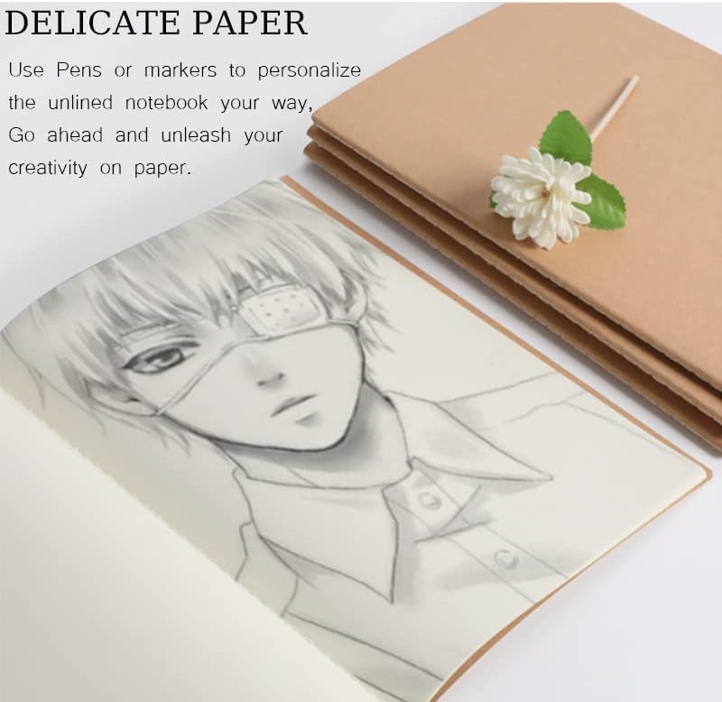 30 Pack A5 Blank Journal Notebook for Travelers, Student Gifts Office and School Supplies, Writing Journal Sketchbook Subject Notebooks Travel Journals Bulk, Kraft Paper, 80 Pages, 40 Sheets, 8.3x5.5