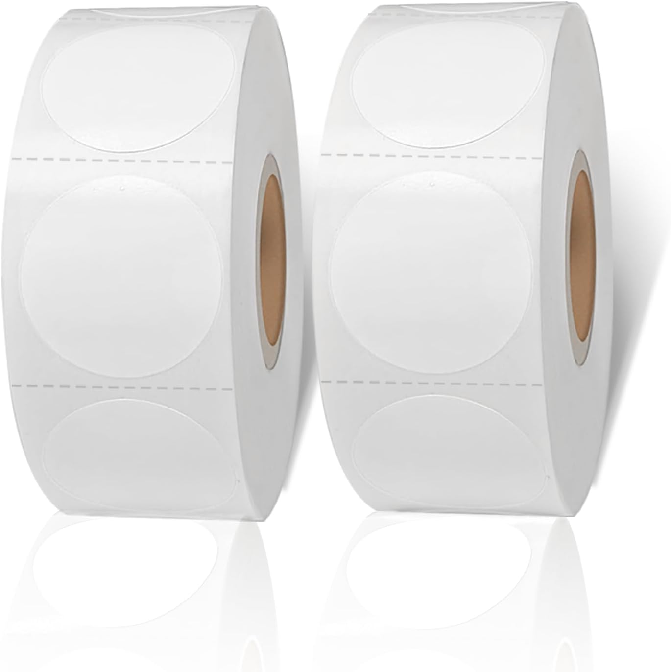 1 Inch White Round Thermal Sticker Labels, Self-Adhesive Circle Direct Thermal Label, Multi-Purpose Roll Sticker with Perforation Line（ 1000 Labels, 2 Rolls ）