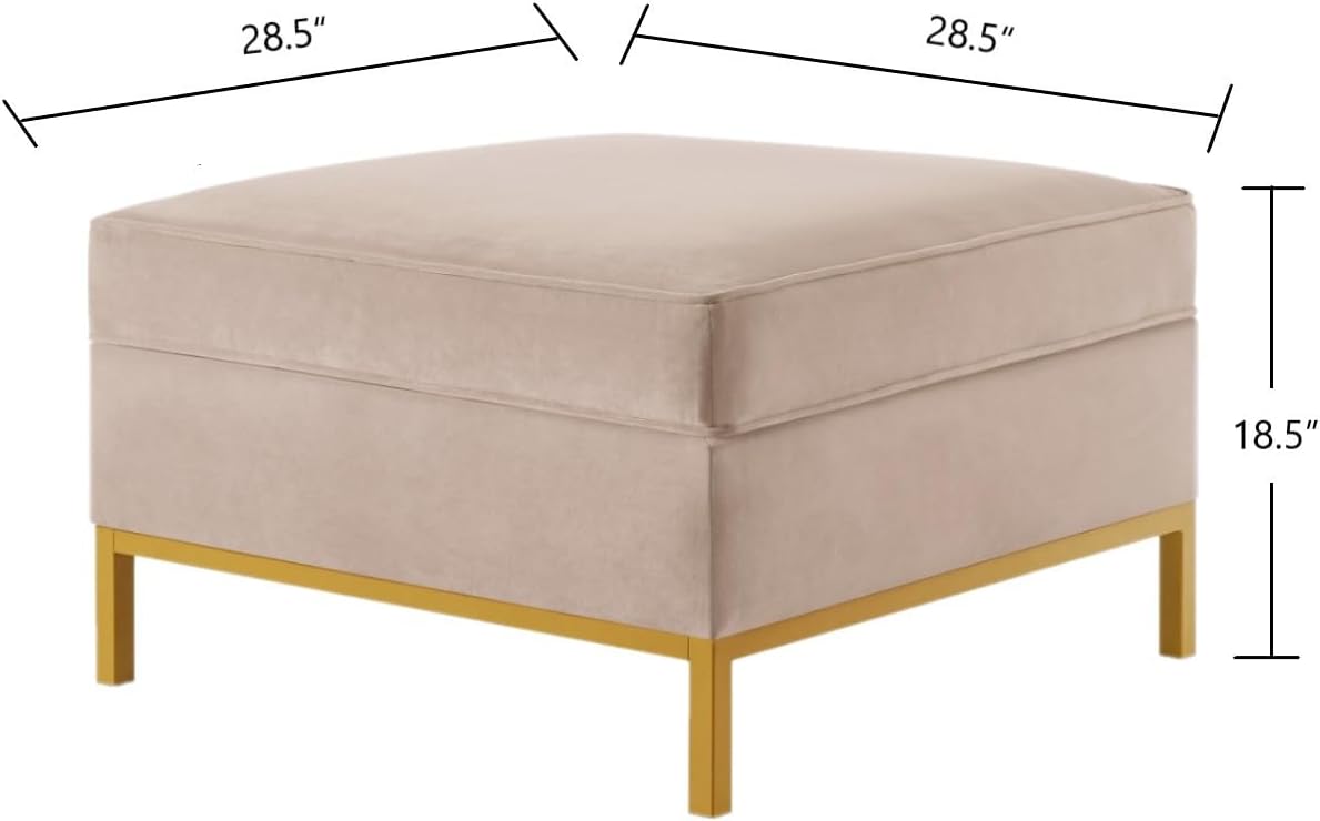 24KF Large Square Couch Ottoman for Living Room, Upholstered Velvet Padded Cushion Ottoman Table,Large Foot Rest,Taupe