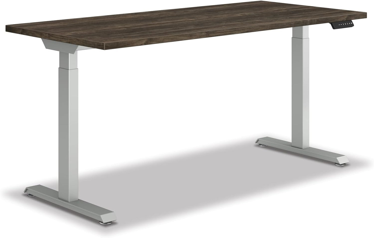 HON Coze Electric Standing Desk Adjustable Height, Coordinate Height Adjustable Desk, 48", Walnut Top, Silver Base