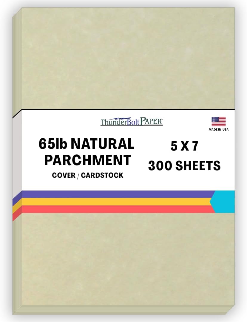 300 Natural Parchment 65lb Cover Paper Sheets 5 X 7 Inches Cardstock Weight Colored Sheets5 X 7" (5X7 Inches) Photo|Card|Frame Size - Printable Old Parchment Semblance