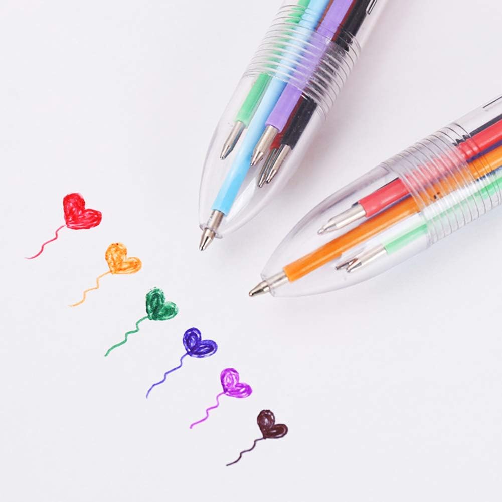 Hutou 0.5mm 6-in-1 Multicolor Ballpoint Pen 6 Colors Retractable For Kids Party Favors (12 Pack)