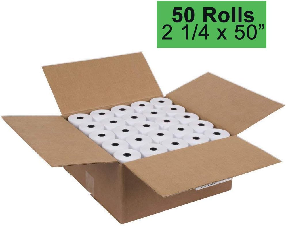 2 1/4 Thermal Paper 50 Rolls for Credit Card Machine POS Register Receipt Paper Roll (2 1/4 inch x 50 feet)