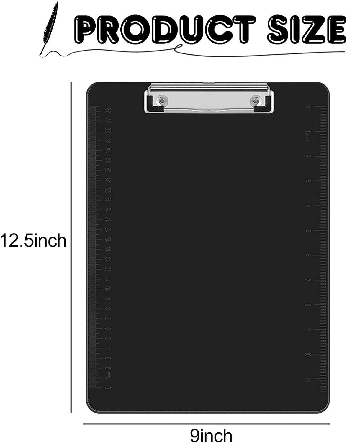 HERKKA 25 Pack Plastic Clipboards, Black, A4 Letter Size, 12.5 x 9 Inch