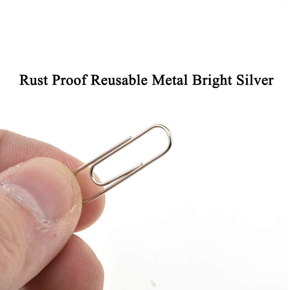 HAHIYO Paper Clips Sturdy 1.1”（28mm） Length 470 Pack Paperclips Heavy Duty Tight Grip Rust Proof Reusable Metal Bright Silver for Home Office School