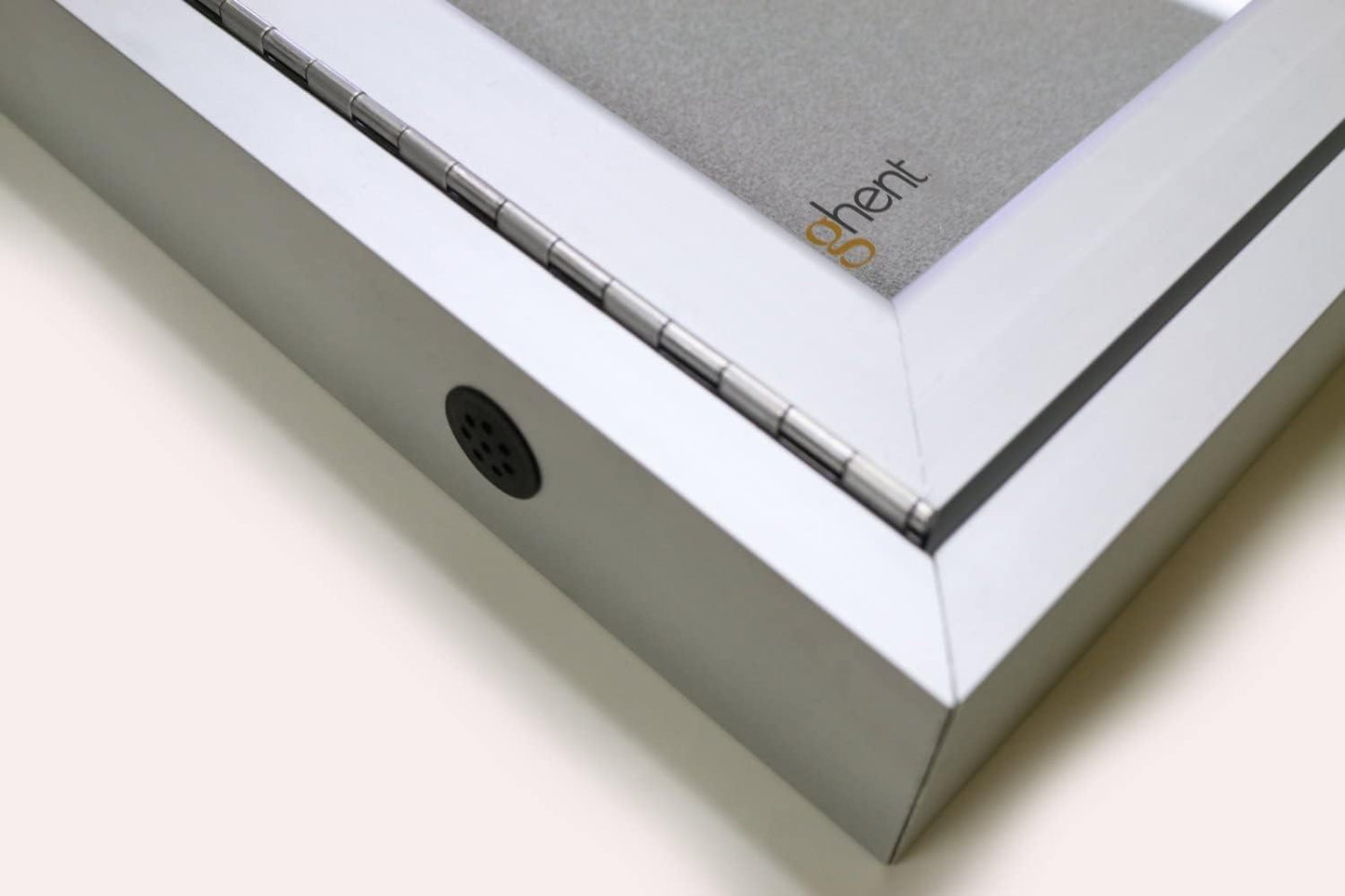 Ghent 36"x36" 1-Door Outdoor Enclosed Vinyl Bulletin Board, Shatter Resistant, with Lock, Satin Aluminum Frame - Silver (PA13636VX-193), Made in The USA