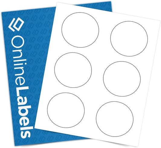 3 Inch Round Labels - Pack of 60 Circle Stickers, 10 Sheets - Inkjet or Laser Printer - Online Labels