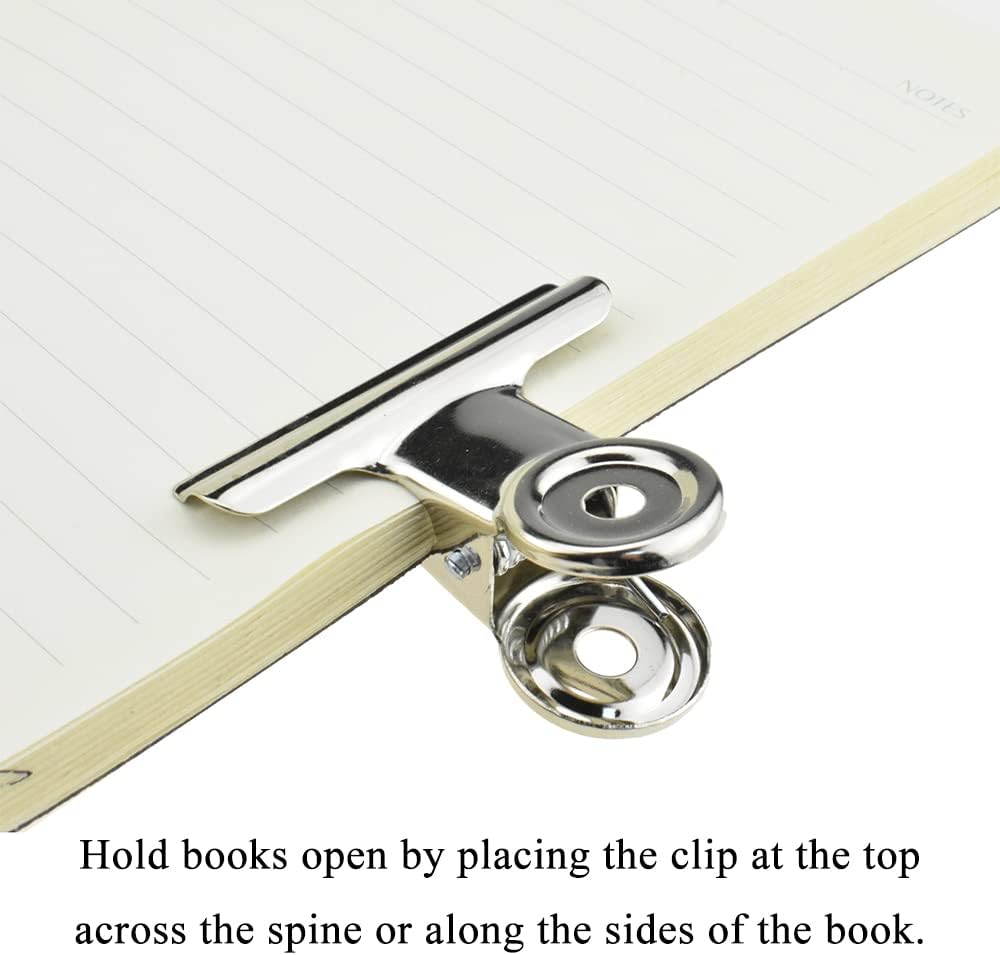 HAHIYO 2inch Silver Bulldog Clips Metal File Hinge Binder Clips Clamps Save Space Strong Spring Jaws Rock Solid Grip Book Lay Flat Deburred Edge for Hang Photos Wall Grid Dog Food 13PCS